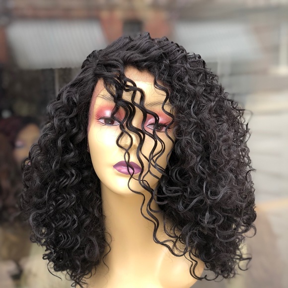 Black curly lacefront wig main image 6